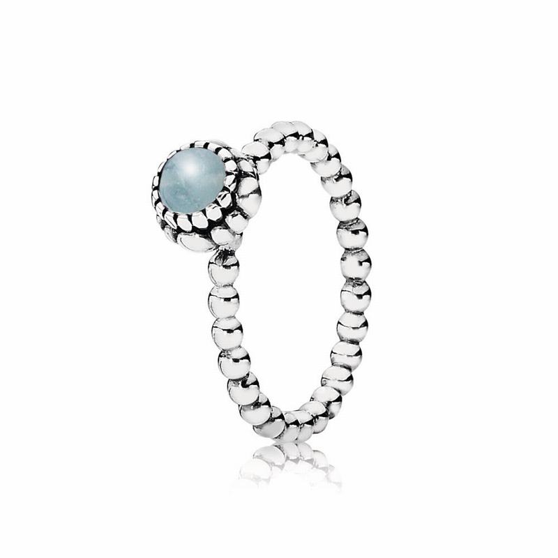 Pandora Birthday Blooms Ring March - Sterling Silver/Blue/Aquamarine - Canada | VY7980CQ